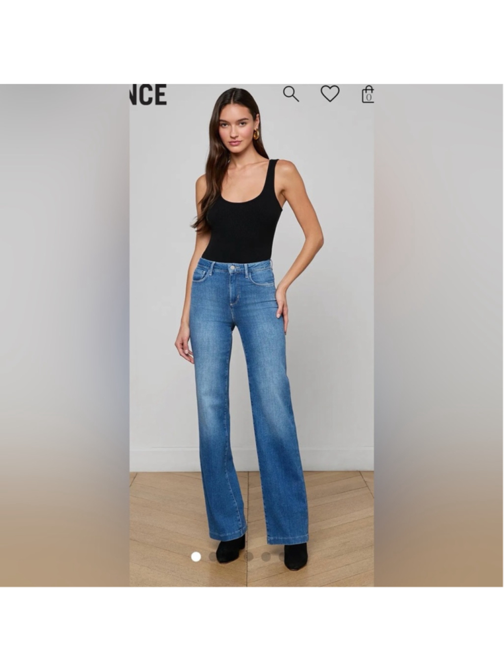 L’AGENCE Clayton Wide Leg Jeans Blue High Rise Size 30 Long Inseam